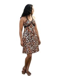 JS Boutique - Leopard Print Halter Cocktail Dress